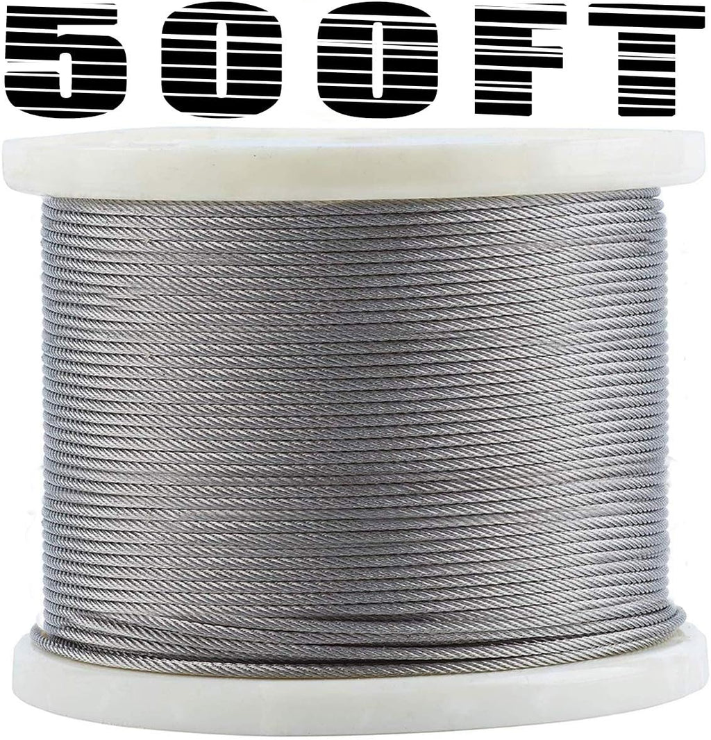 1/8 T316 Stainless Steel Cable, 7 x 7 Strands, 500FT Wire Rope Y475214