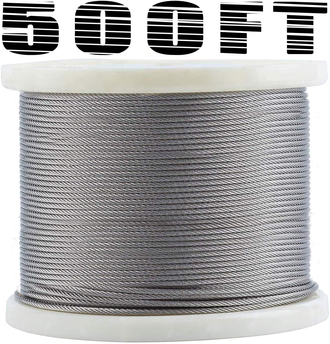 1/8 T316 Stainless Steel Cable, 7 x 7 Strands, 500FT Wire Rope Y475214