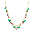 Multi-Gemstone Bead Drop Necklace in 24kt Gold Over Sterling E184552