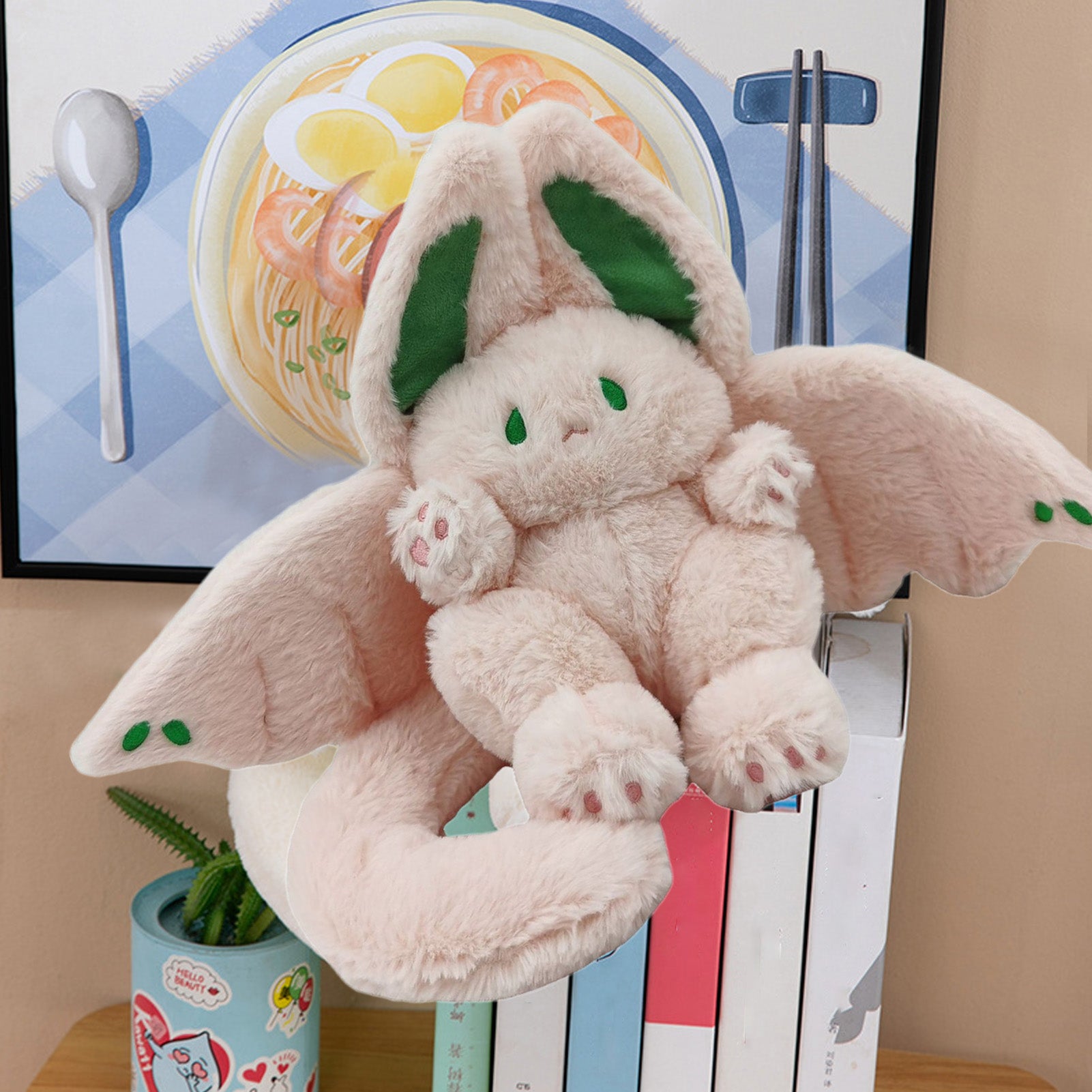 Pink Bat Rabbit Plush Toy with Wings Long Tail Stuffed Animal Pillow Doll K194