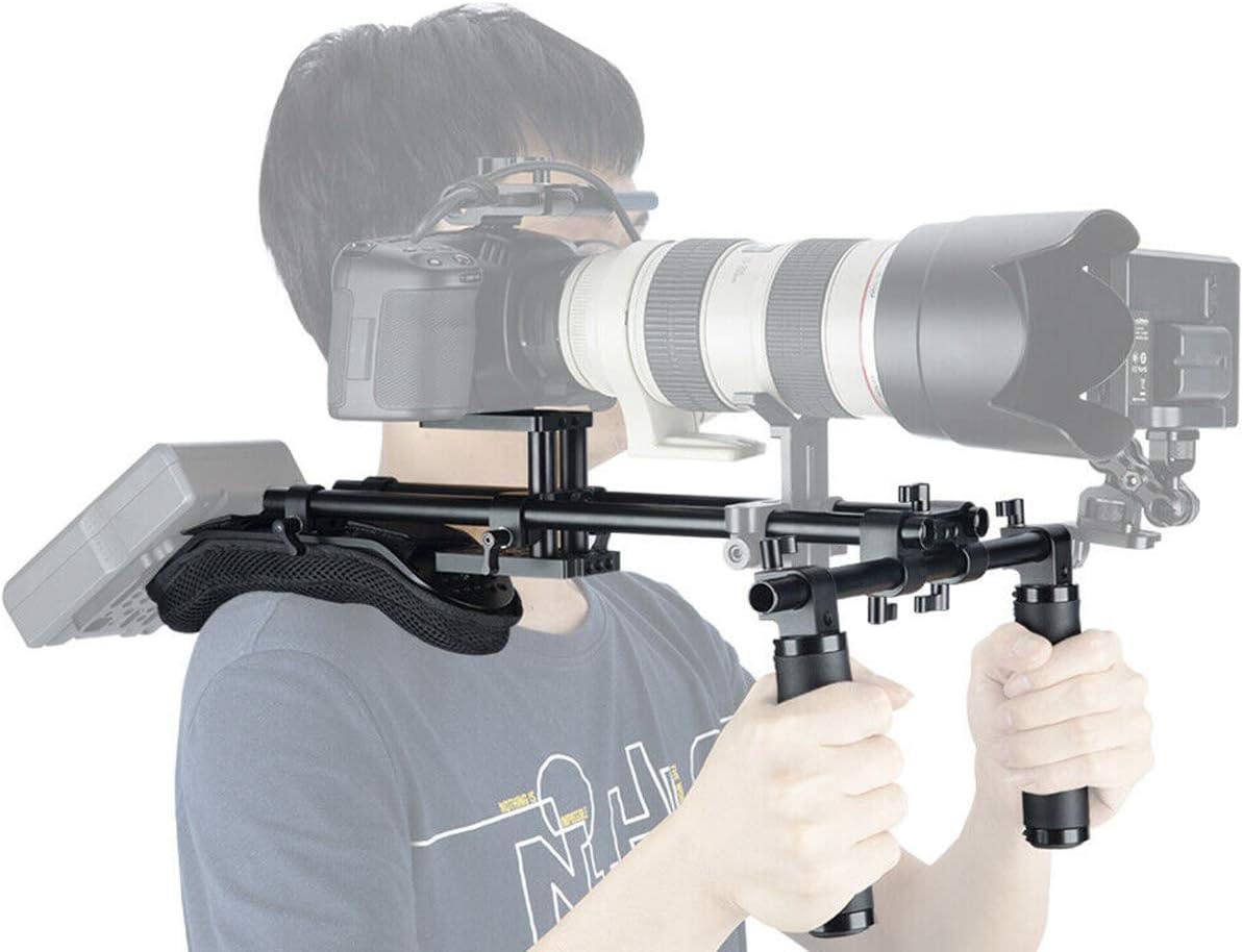 15mm Shoulder Pad Rig Support System with Riser Base Plate Mount, 15mm Rod and Handle Grips for DSLR Camera Y8373