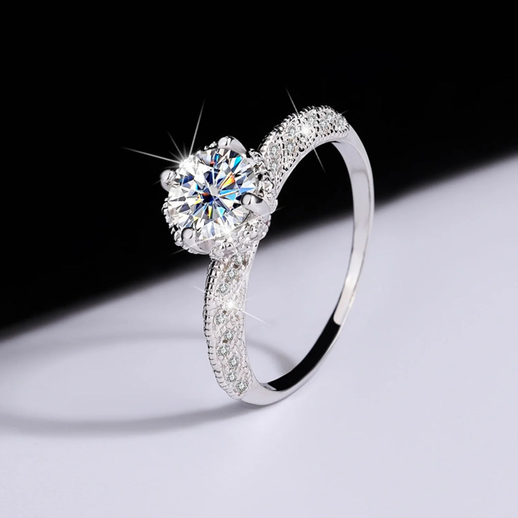 1ct VVS1 Moissanite Engagement Ring S925 Sterling Silver M9856