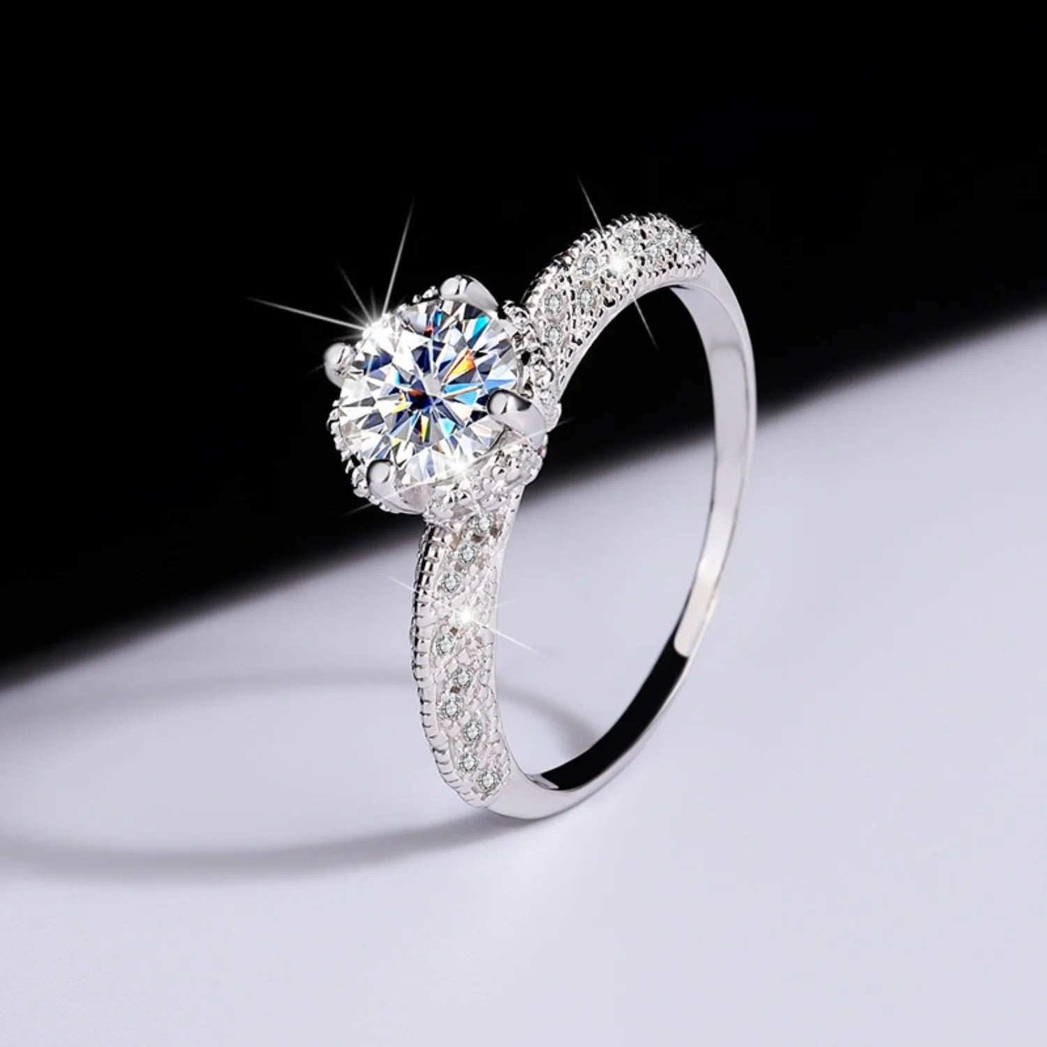 1ct VVS1 Moissanite Engagement Ring S925 Sterling Silver M9856