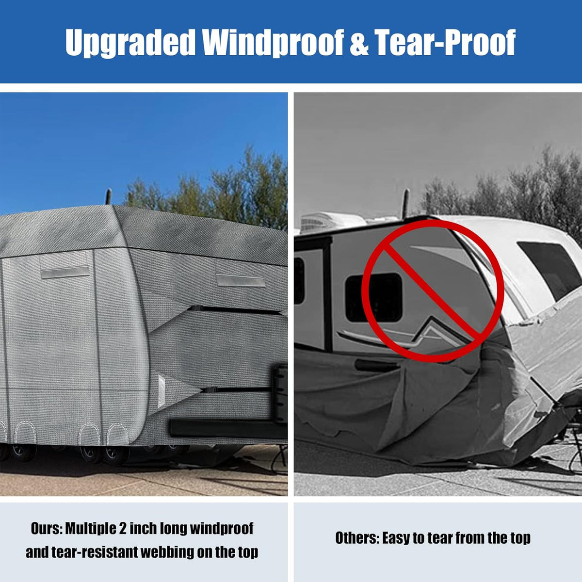RV Cover 6 Layers Windproof Anti-Scratch UV Resistant (22'1''-24) O629854