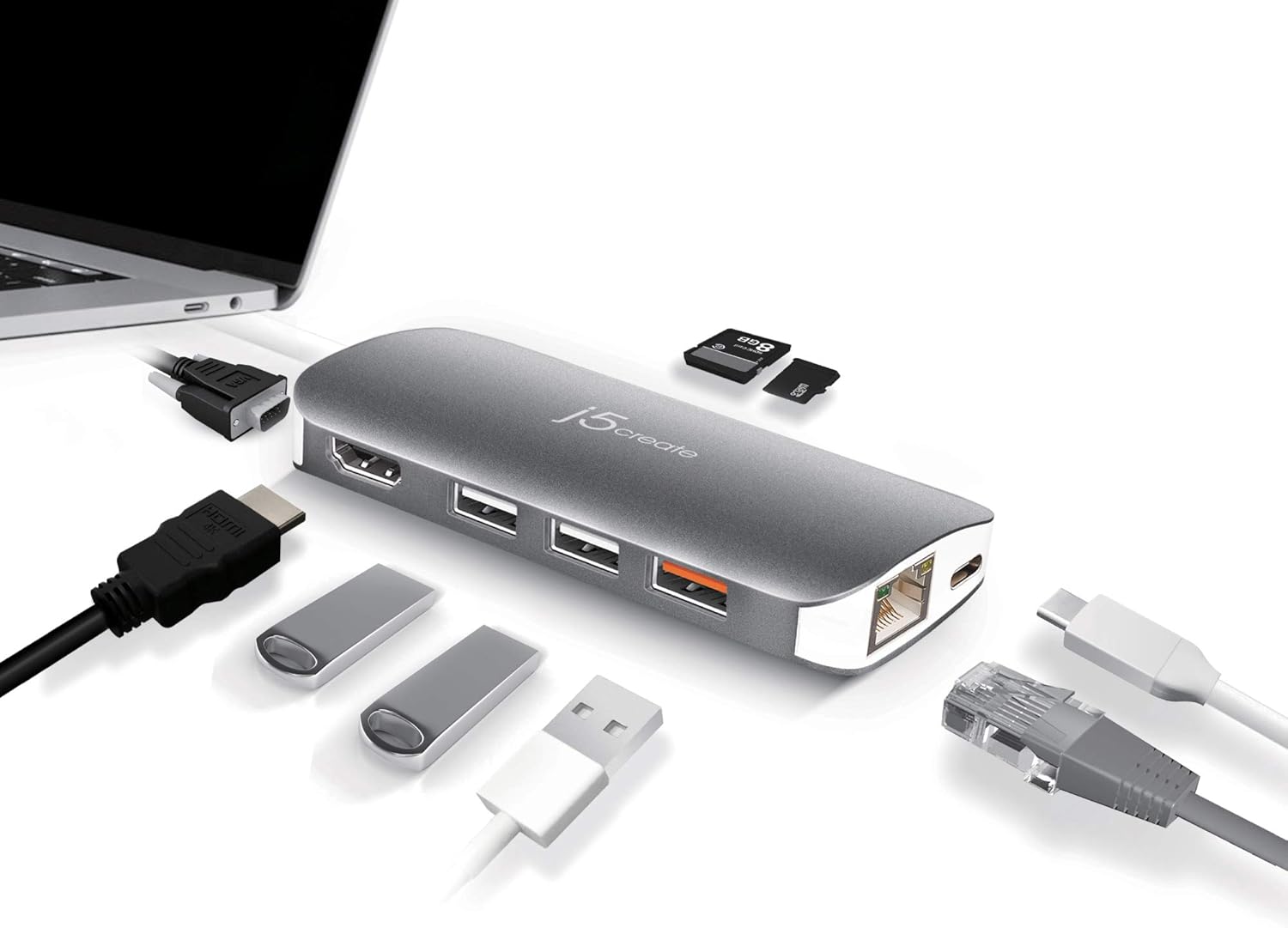 USB C Hub Adapter 10-in-1 Port Docking Station 4K HDMI, VGA, Ethernet, USB 3.0, MicroSD, SD, USB-C 3.1 + Power Delivery E359