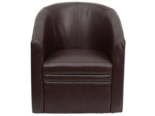 Brown Leather Barrel-Shaped Guest Chair V2475