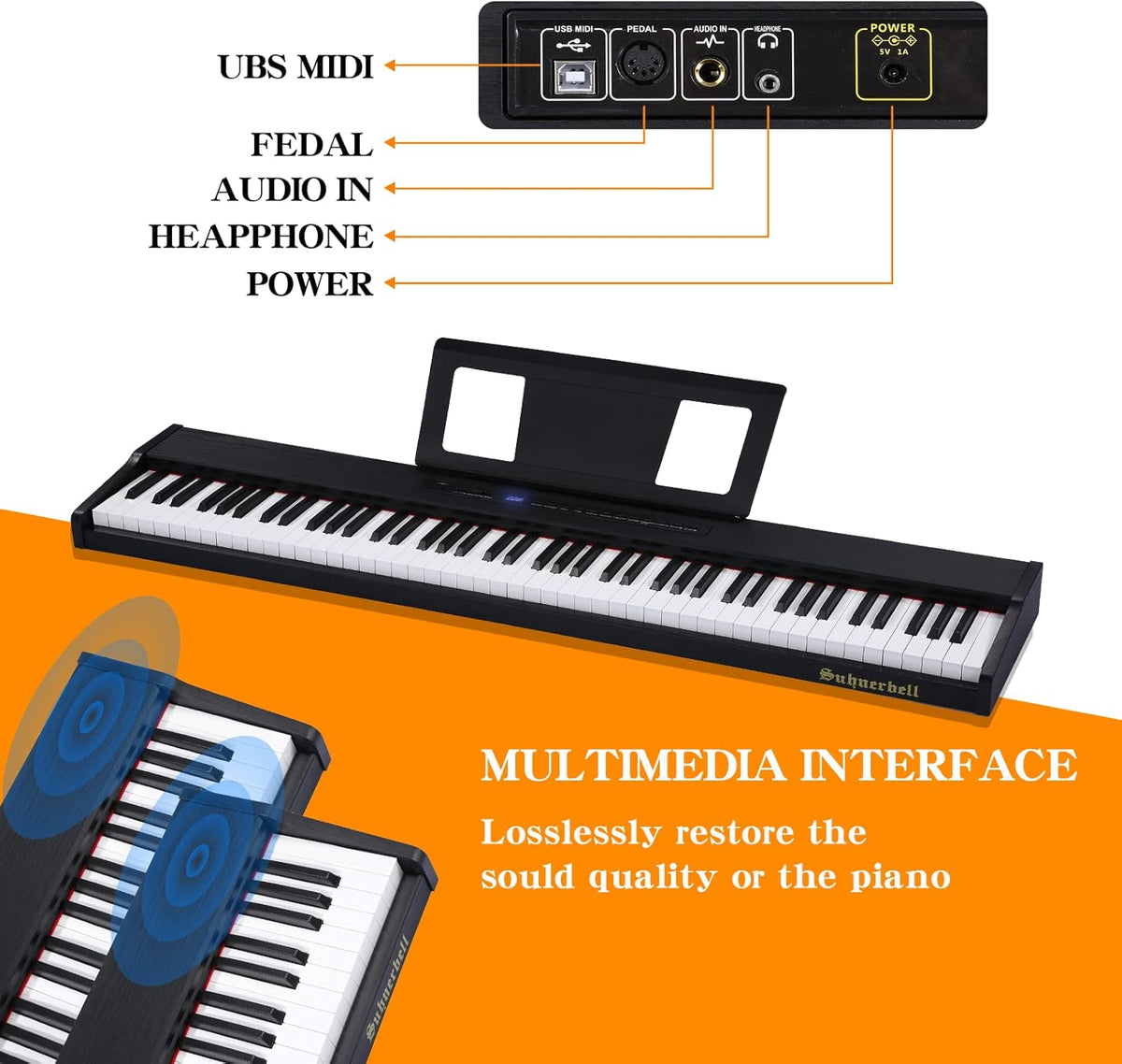 88 Key Semi-Weighted Portable Digital Piano with Sustain Pedal G157040