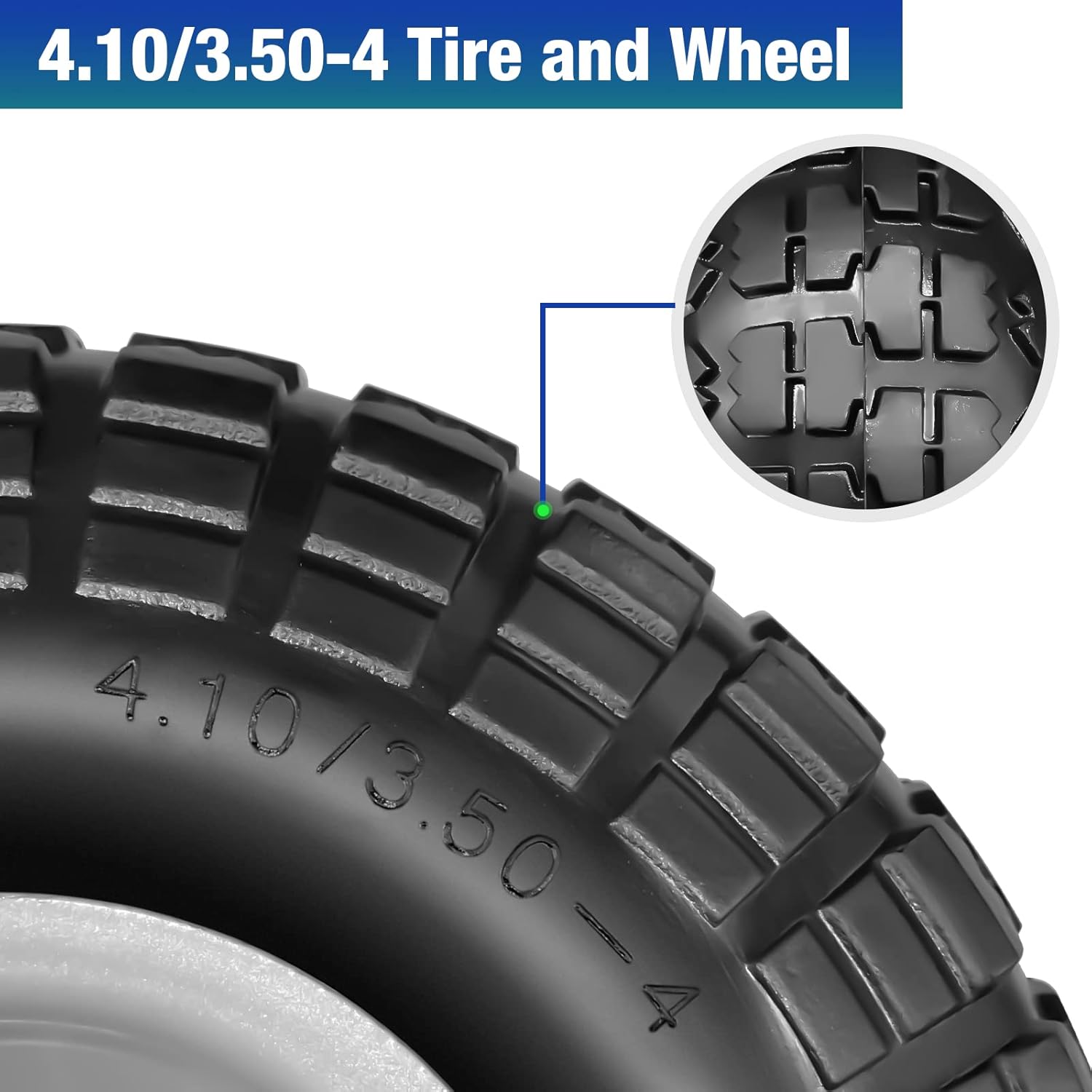 4 Pcs 10 Flat Free Tires Solid Non-inflated Tires Wheels with 5/8 Ball Bearings H333