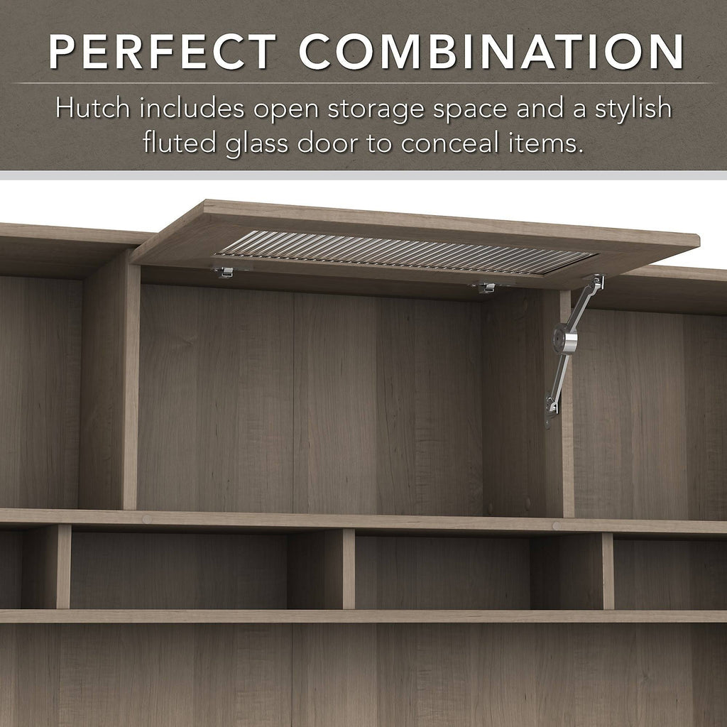 Heather Gray Metal L-Shaped Hutch Desk with 5-Shelf Bookcase M504151