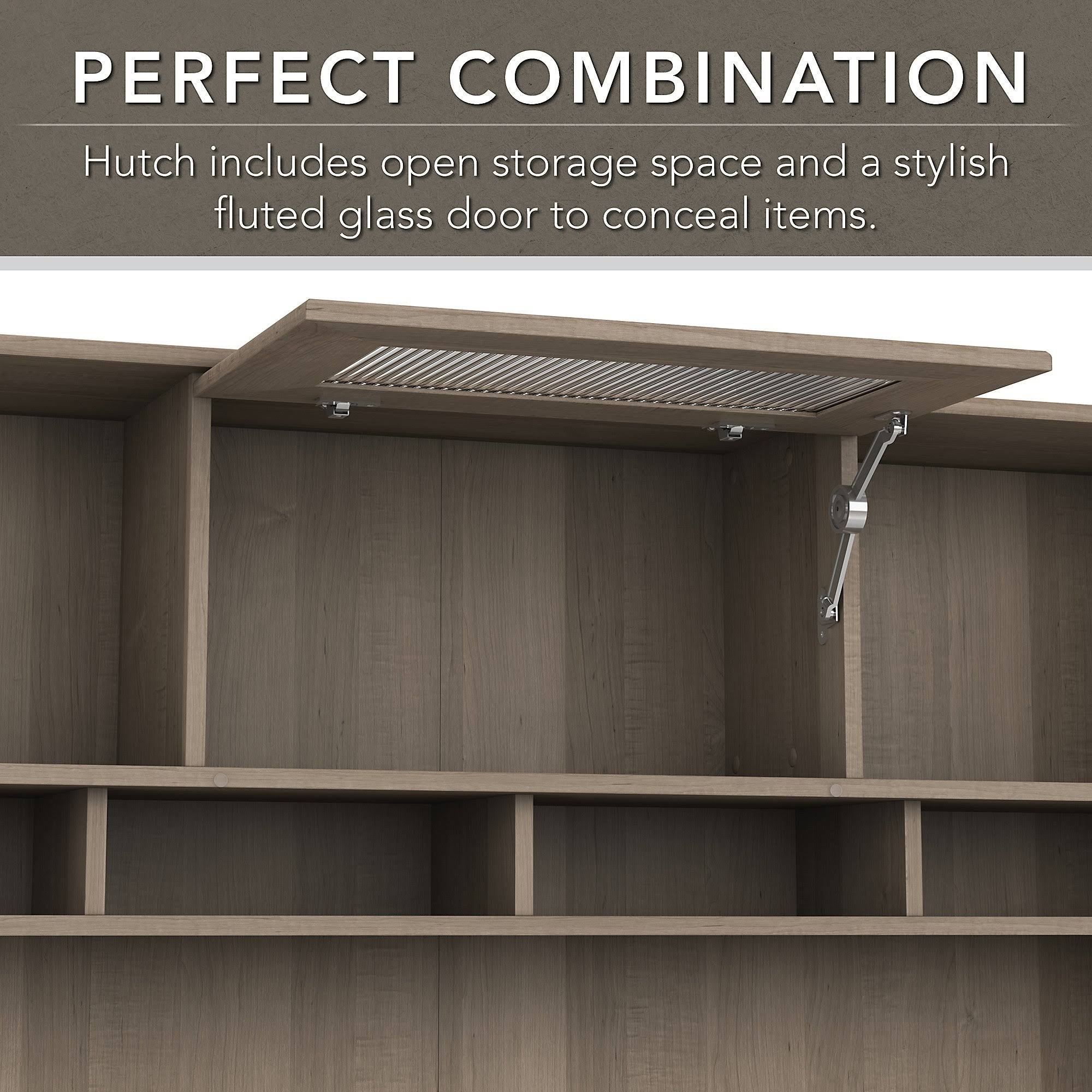 Heather Gray Metal L-Shaped Hutch Desk with 5-Shelf Bookcase M504151