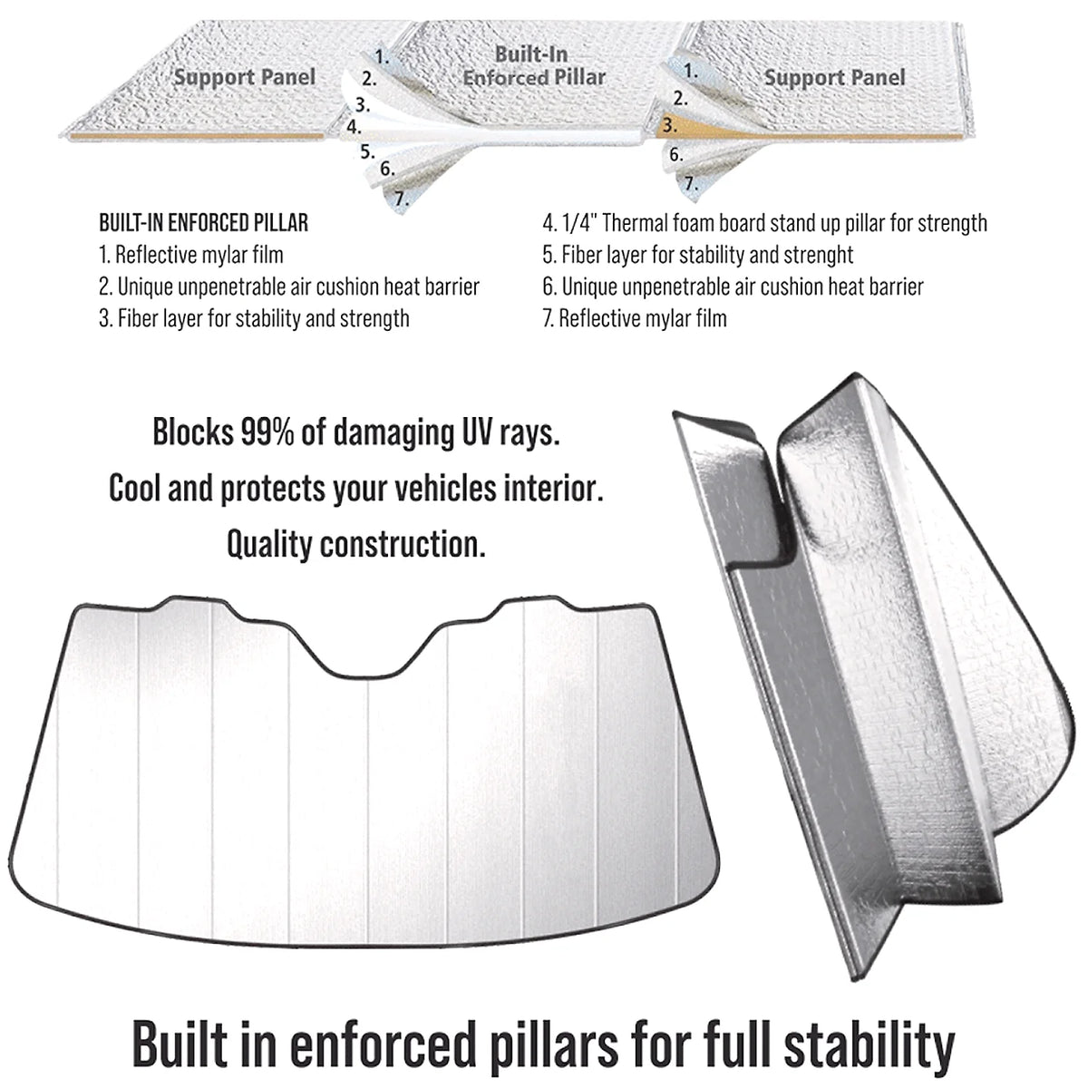 Jumbo Size 59"x 30" Auto Windshield Sun Shade D545
