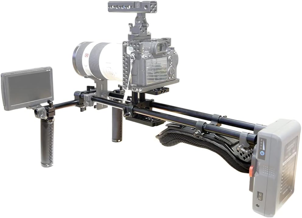 15mm Shoulder Pad Rig Support System with Riser Base Plate Mount, 15mm Rod and Handle Grips for DSLR Camera Y8373