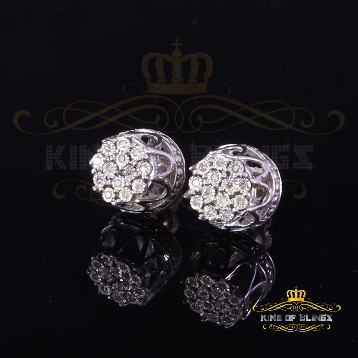 0.07ct Diamond 925 Sterling Silver Stud Round Earrings Q140