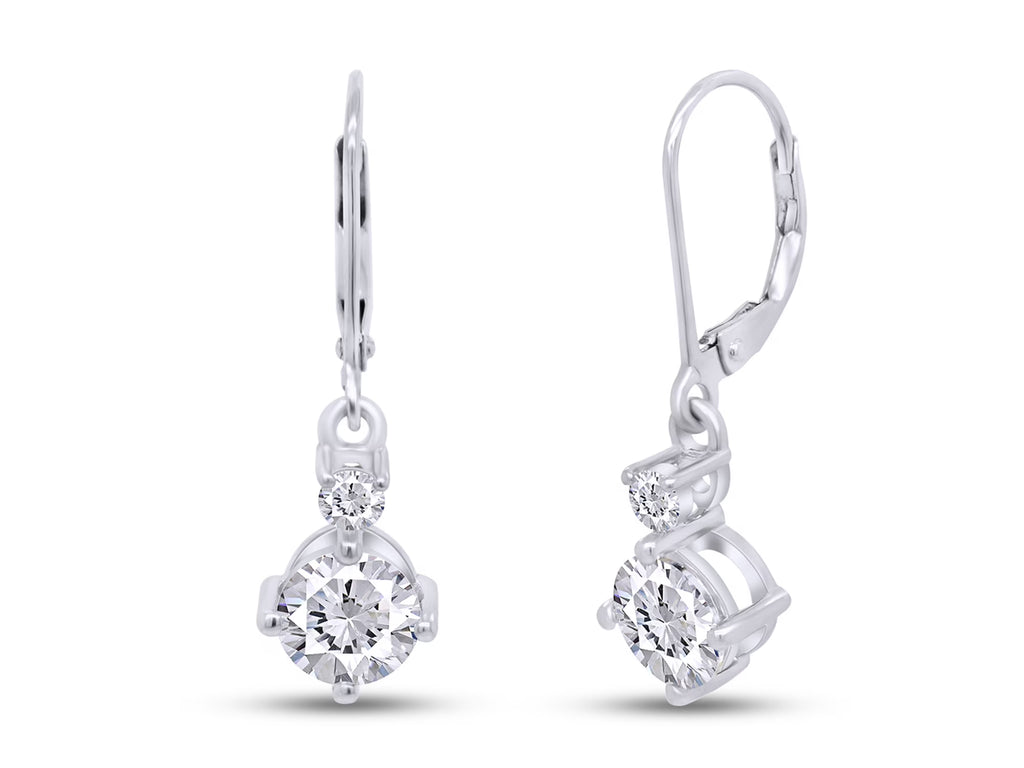 14K White Gold Over Sterling Silver Moissanite Dangle Drop Earrings B344555