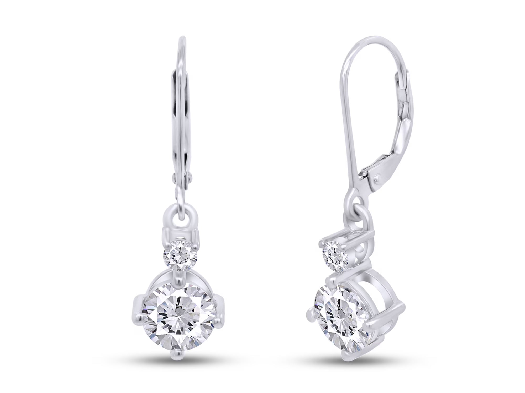14K White Gold Over Sterling Silver Moissanite Dangle Drop Earrings B344555