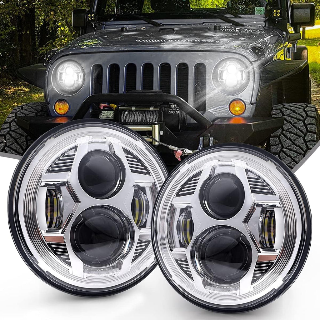 7 Inch Red Round LED Headlights X194167