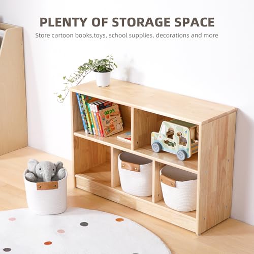 Rubber Wood 3-Compartment 2-Tier Storage Cabinet F82133