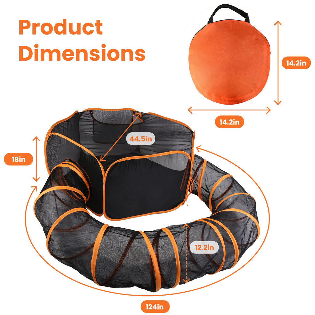 2 in 1 Foldable Pet Play Tent with Tunnel and Carry Bag, Black H9735
