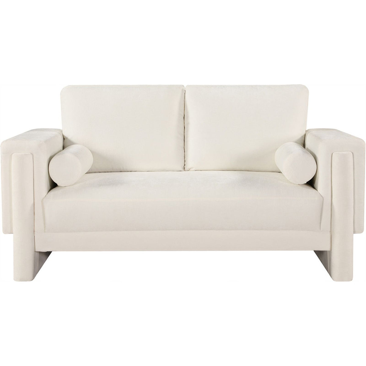 Cream Chenille Fabric Loveseat F3247