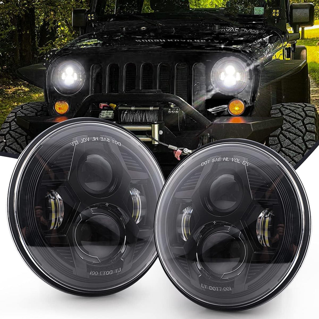 7 Inch Red Round LED Headlights X194167