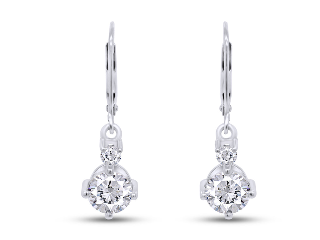 14K White Gold Over Sterling Silver Moissanite Dangle Drop Earrings B344555
