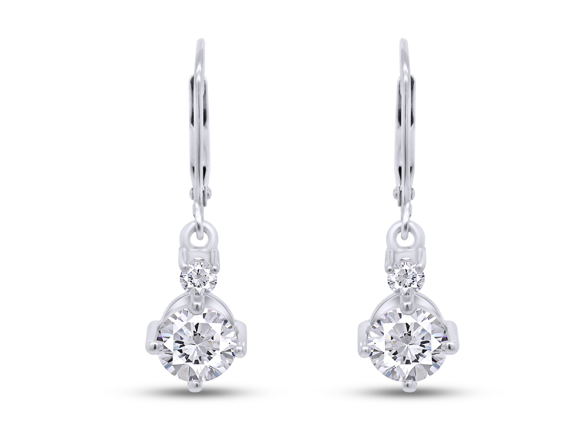 14K White Gold Over Sterling Silver Moissanite Dangle Drop Earrings B344555