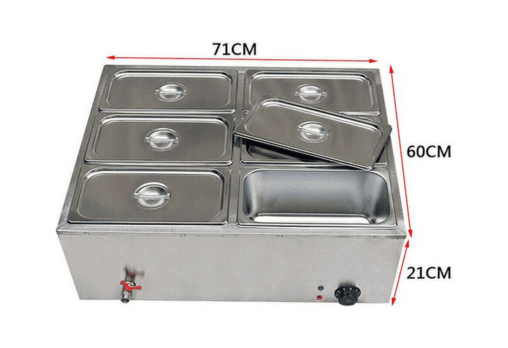6-Pan with 6 Covers Commercial Food Warmer 7L 850W F6093