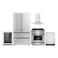 5 Piece Kitchen Appliance Package with Gas Range, Range Hood, Dishwasher, French Door Refrigerator & Wine Refrigerator R761