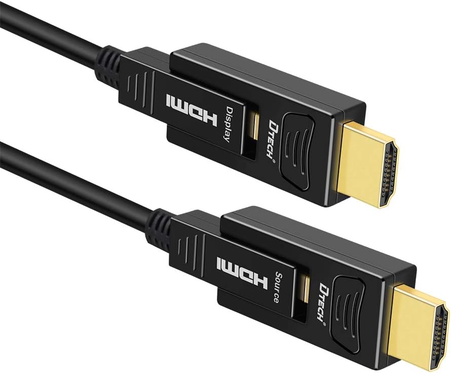 Fiber Optic HDMI Cable 50 Feet Ultra HD 4K 60Hz 18Gbps High Speed with Dual Micro HDMI and Standard HDMI Connector D761294