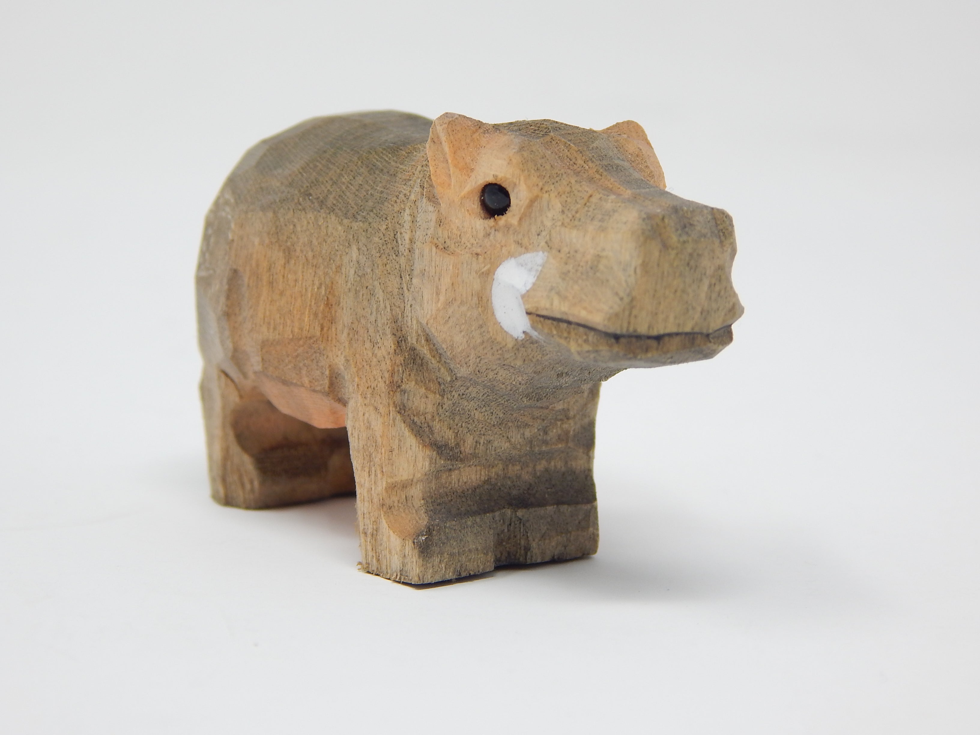 Small Wooden Pygmy Hippopotamus Figurine Handmade Decoration A210