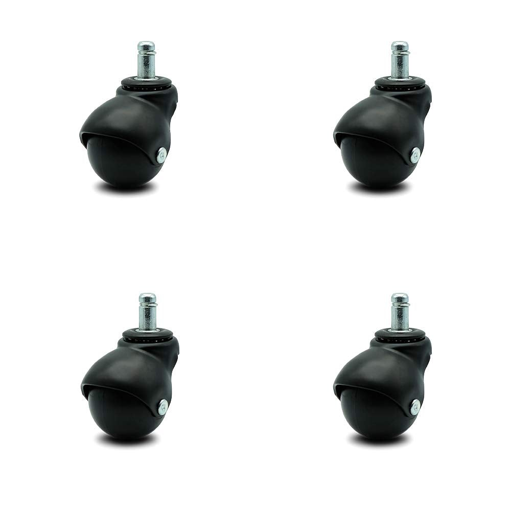 Flat Black 2 Inch Swivel Ball Casters with Top Plate Set of 4 O4369