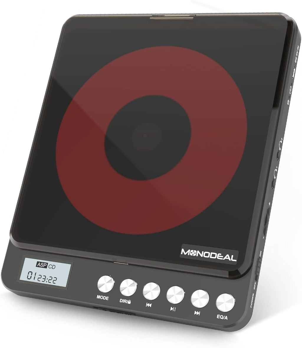 Portable CD Player with Built-in Speakers, Rechargeable, Dual Headphone Jacks, Black M771