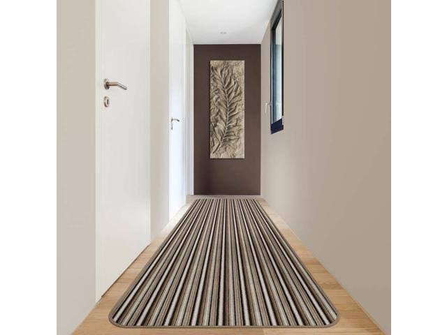 Mocha Brown Stripe Skid-Resistant Carpet Runner 10 ft. x 27 in. H436637
