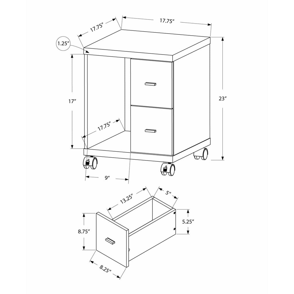 Dark Taupe Particle Board 2 Drawers Office Cabinet Y3261