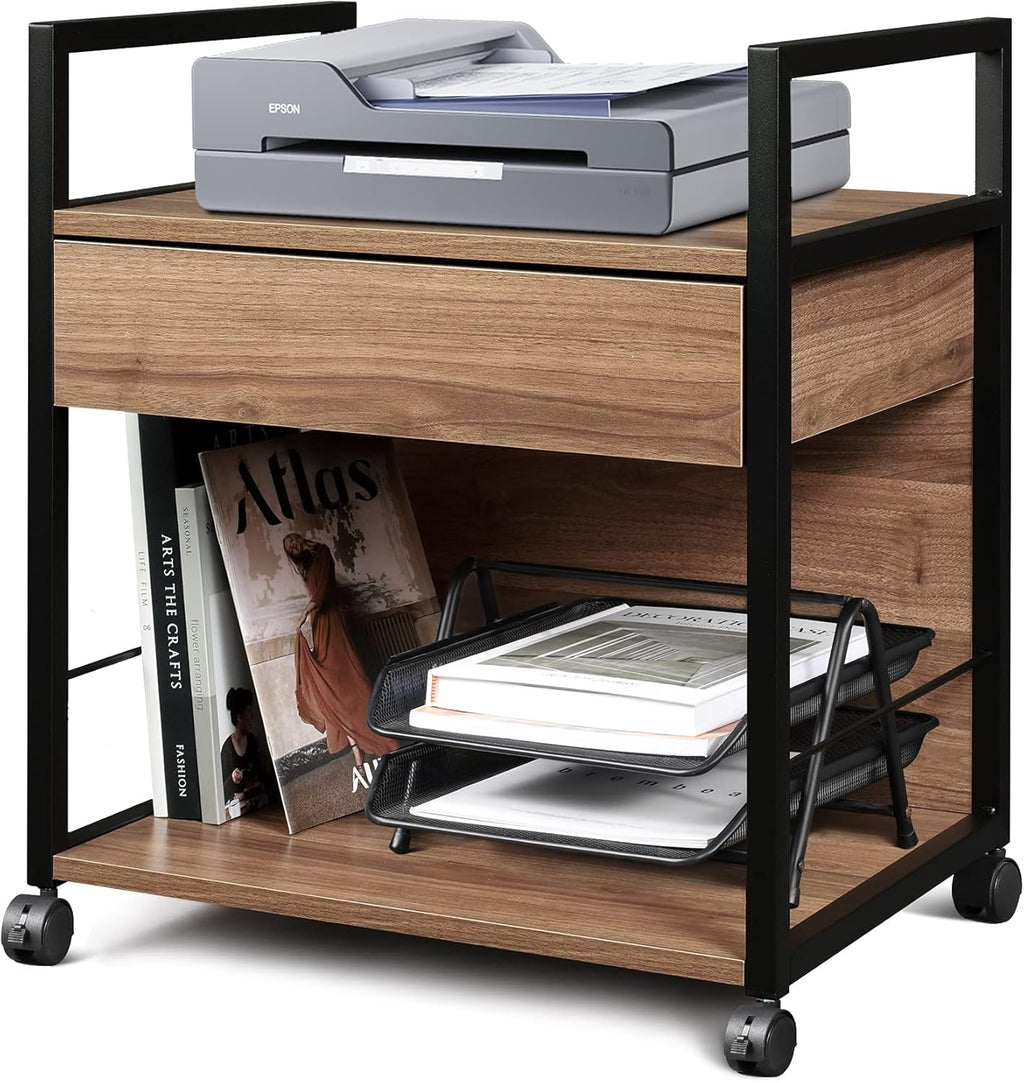 Mobile Printer Stand with Storage Drawer File Cabinet Printer Cart H29479