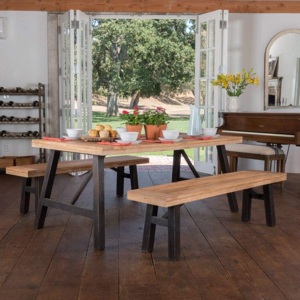 Brushed Grey Acacia Wood Dining Set M81688