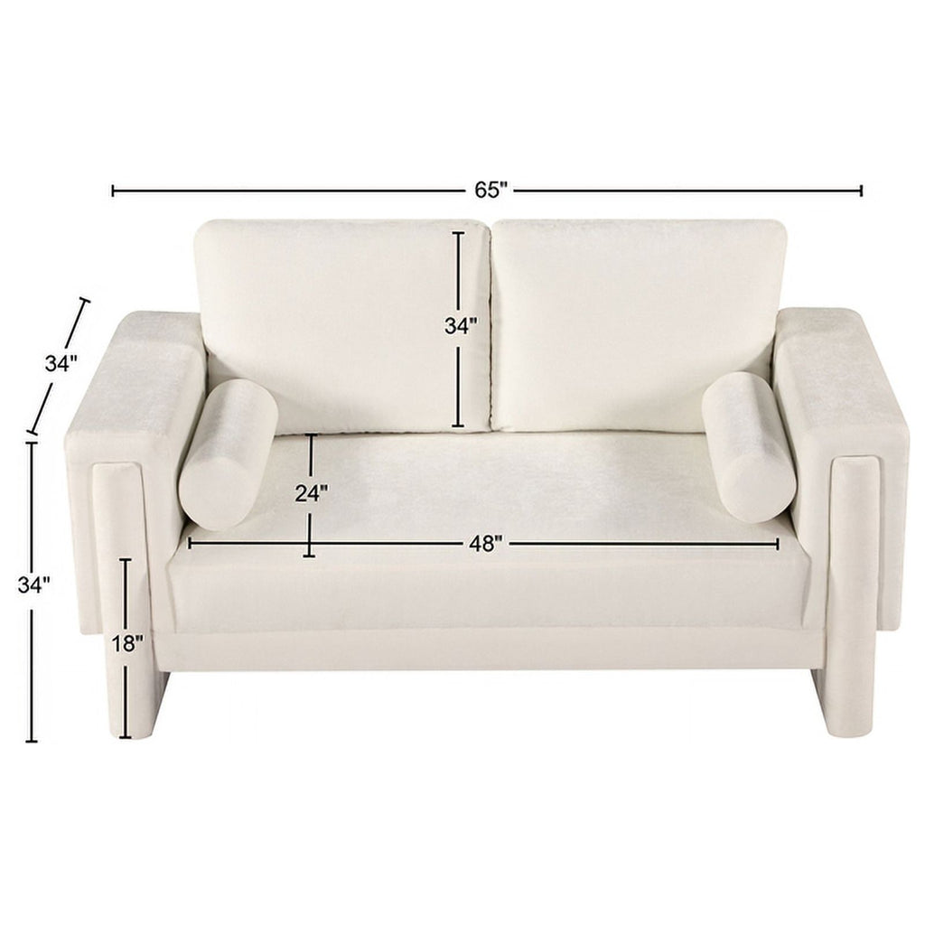 Cream Chenille Fabric Loveseat F3247