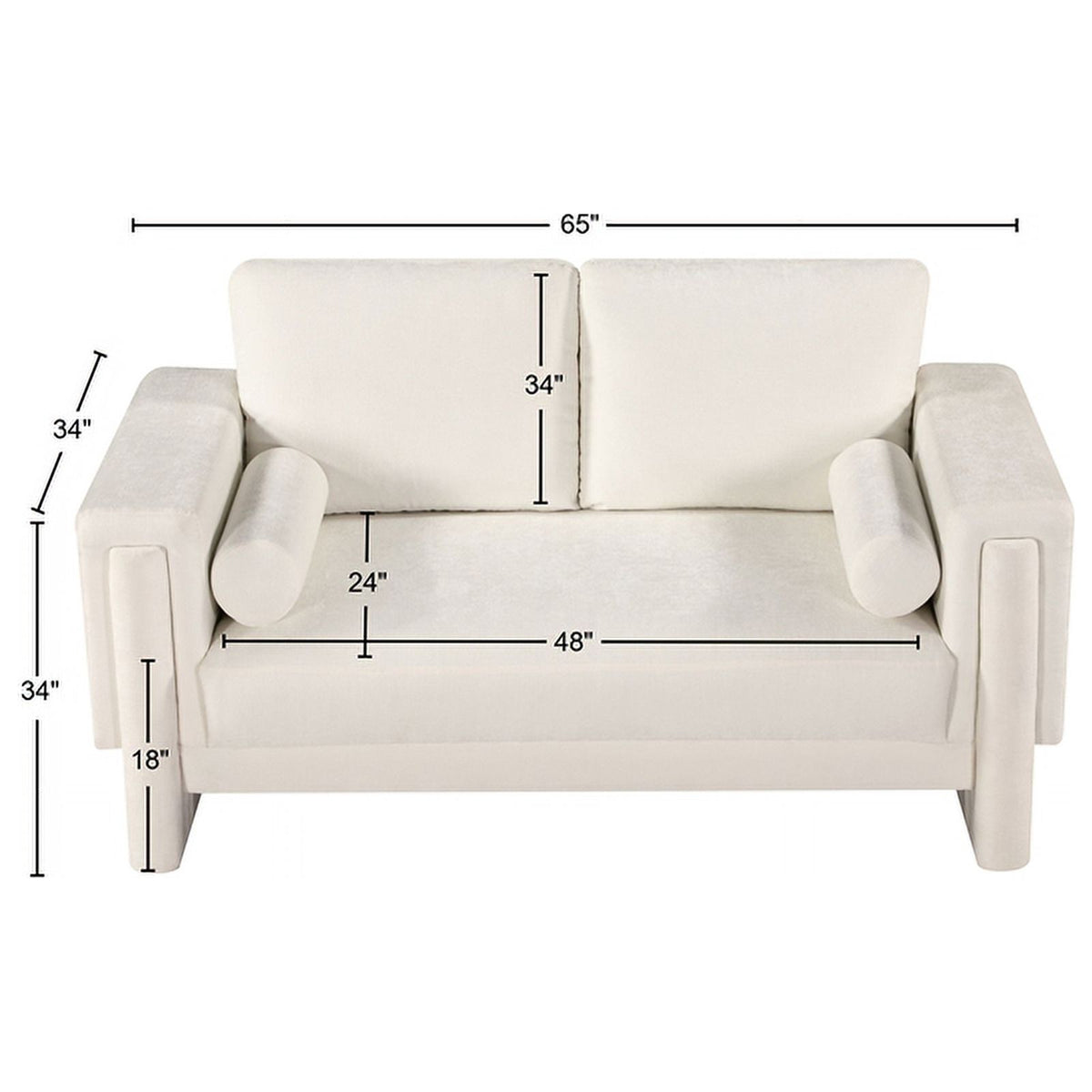 Cream Chenille Fabric Loveseat F3247