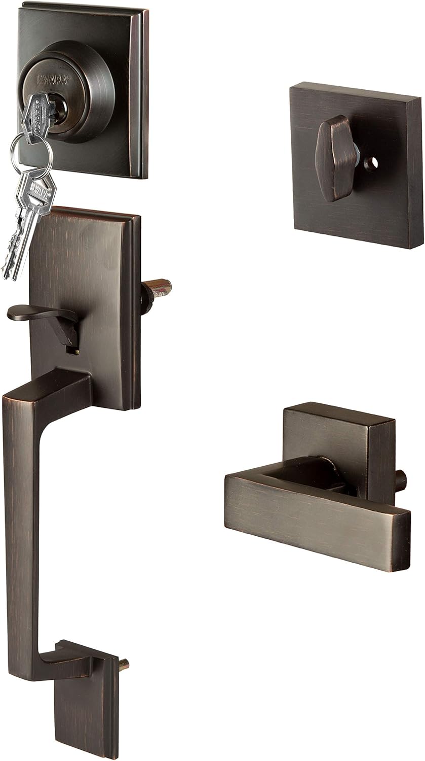 Front Entry Door Handleset with Deadbolt, Oil Rubbed Bronze, Pack of 2 W105