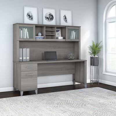 Platinum Gray Desk with Hutch D69202