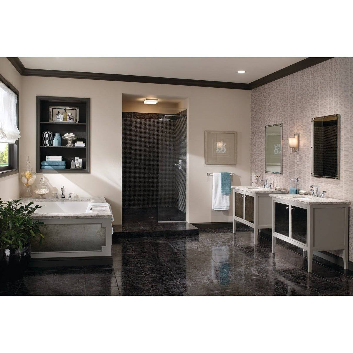 Polished Nickel Roman Tub Filler Faucet Double Handle I358