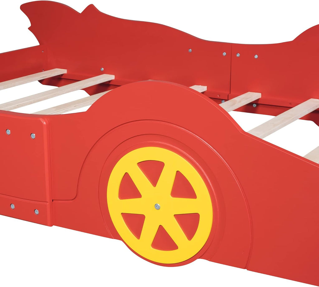 Red Full Size Race Car-Shaped Platform Bed Z5578