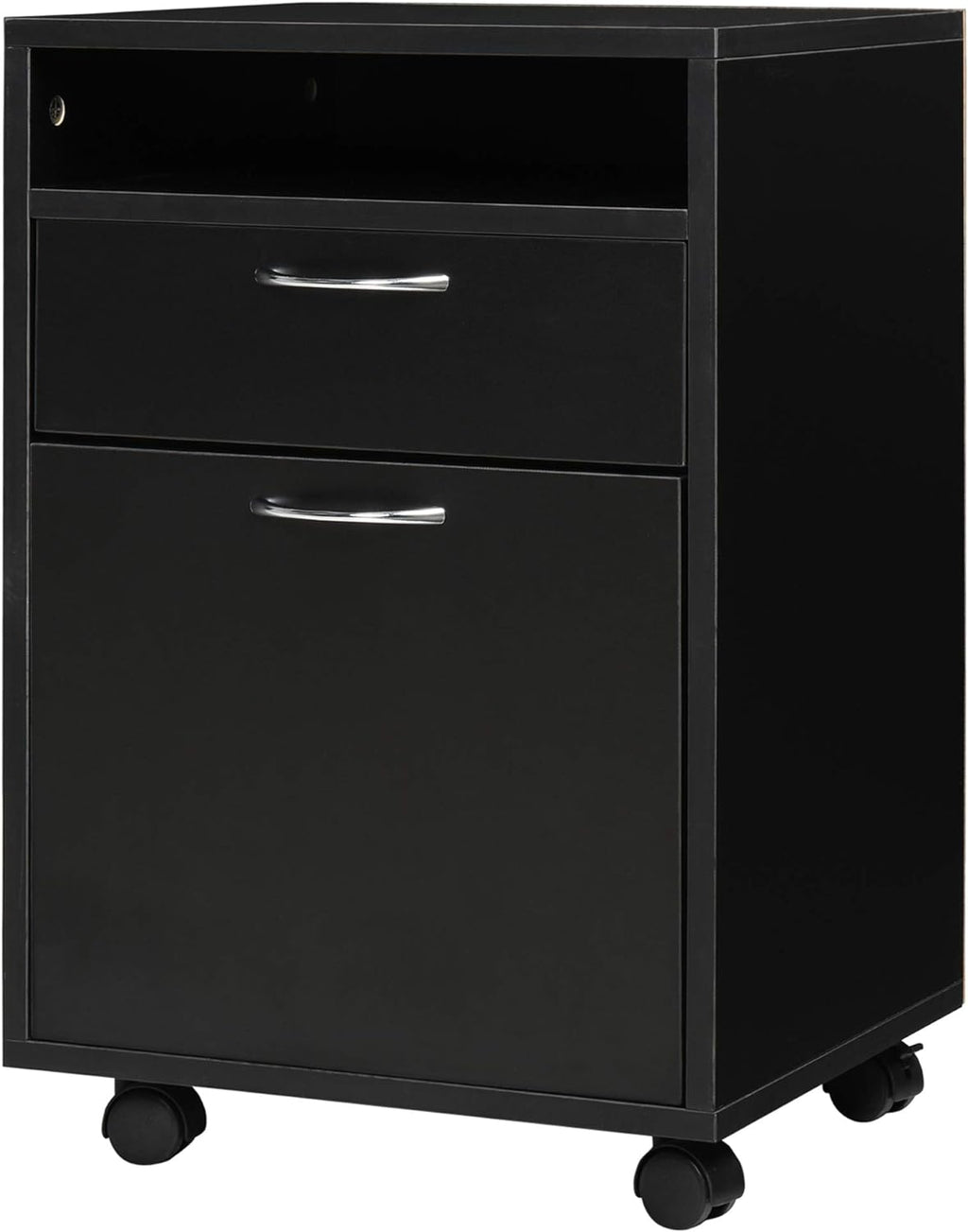 Brown Mobile File Cabinet with Lockable Drawer K133