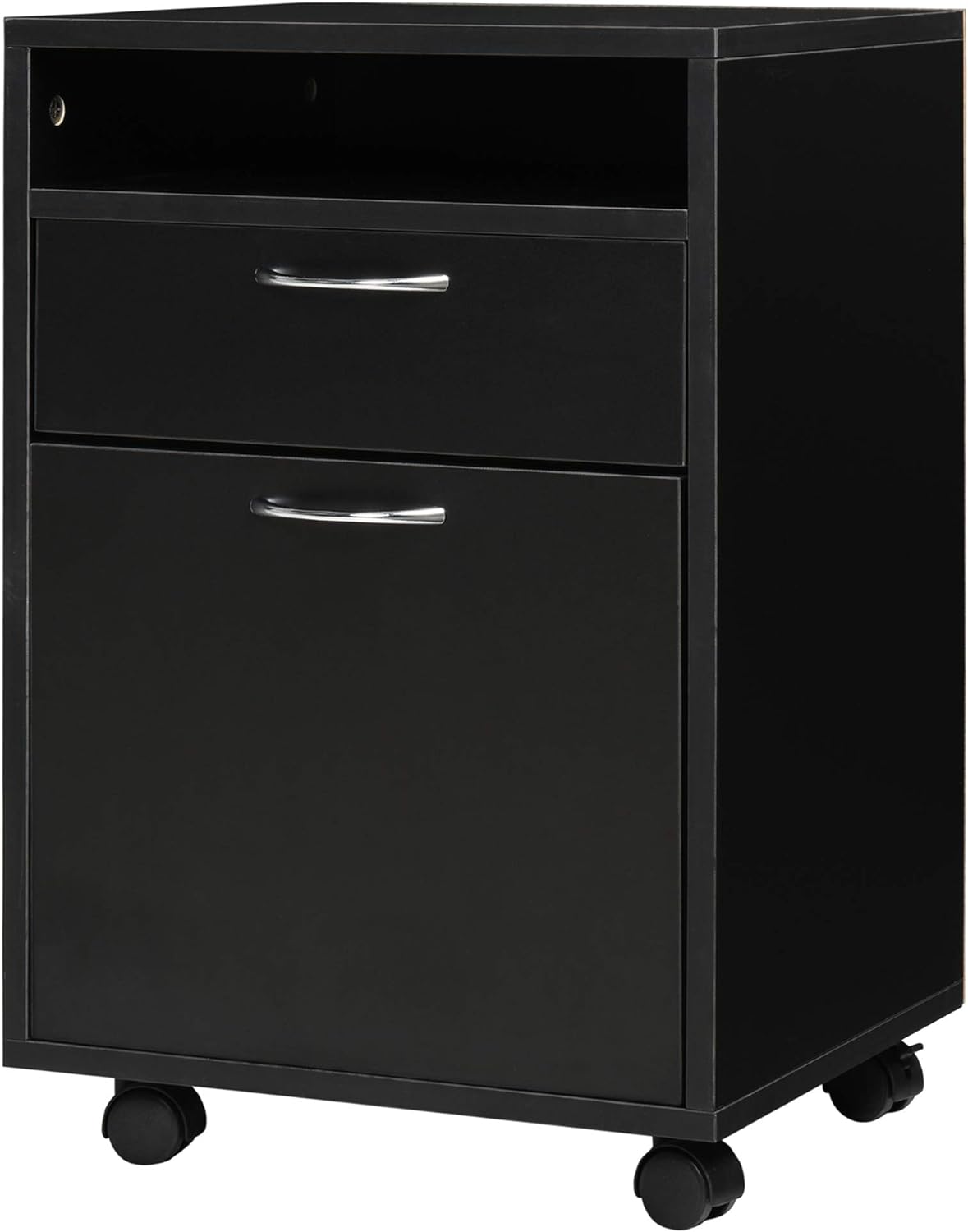 Brown Mobile File Cabinet with Lockable Drawer K133