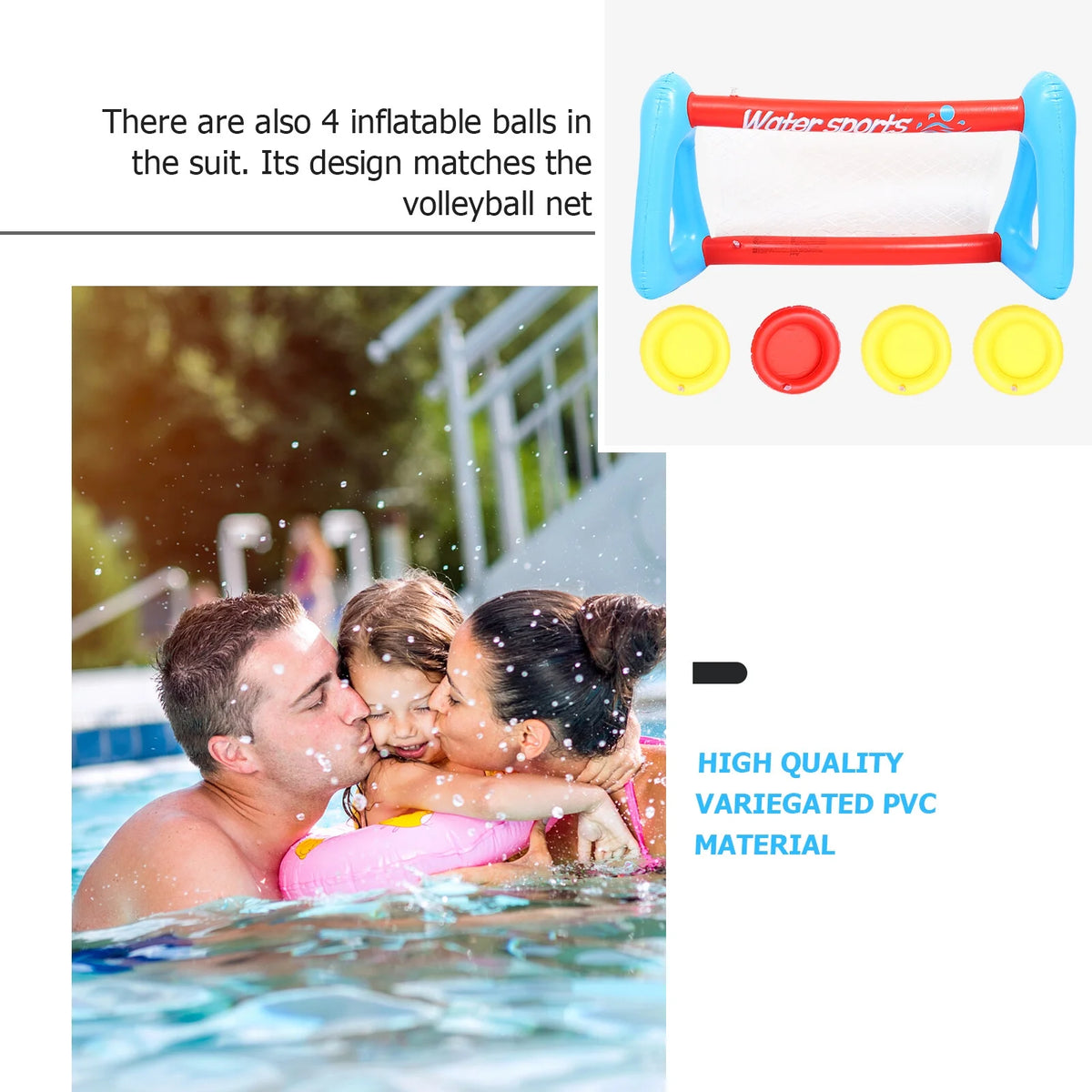 Inflatable Pool Float Set with Volleyball Net and Volleyballs R2936