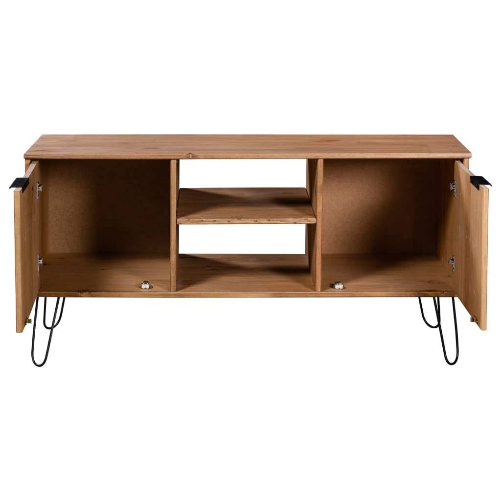 White and Light Wood Solid Pine Wood TV Cabinet U46606