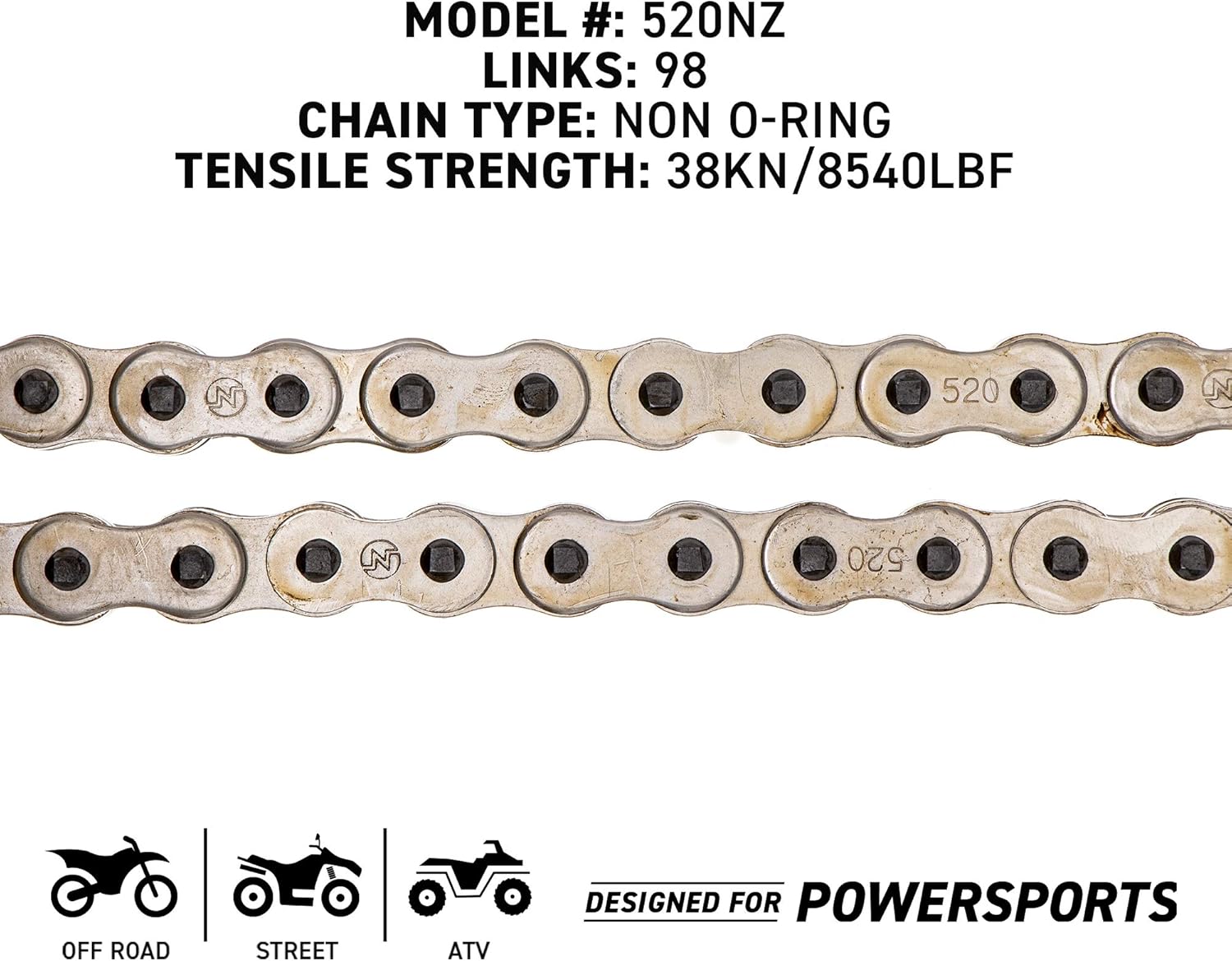 Drive Sprocket Chain Combo Front 14 Rear 38 Tooth 520NZ Standard 98 Links Pack of 2 I730