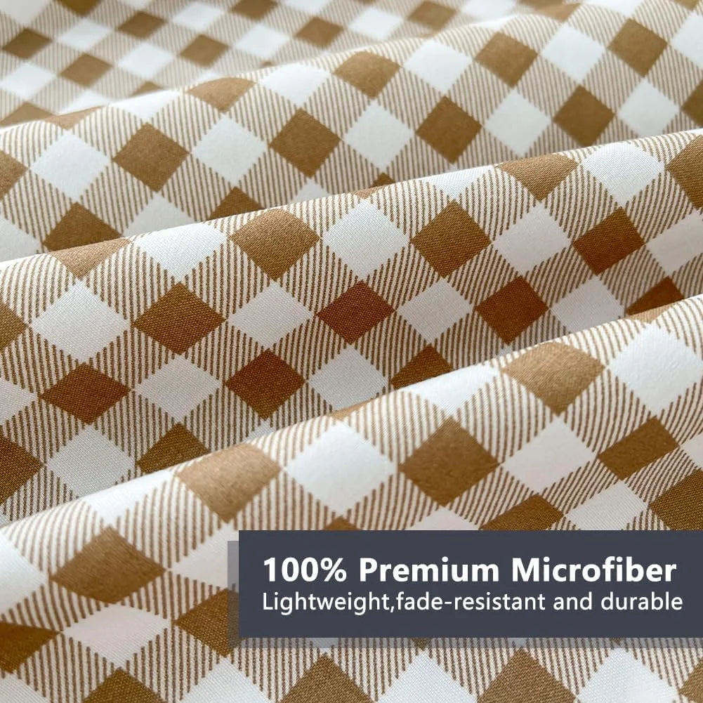 Tan Gingham Sheet Set with Deep Pockets U597417