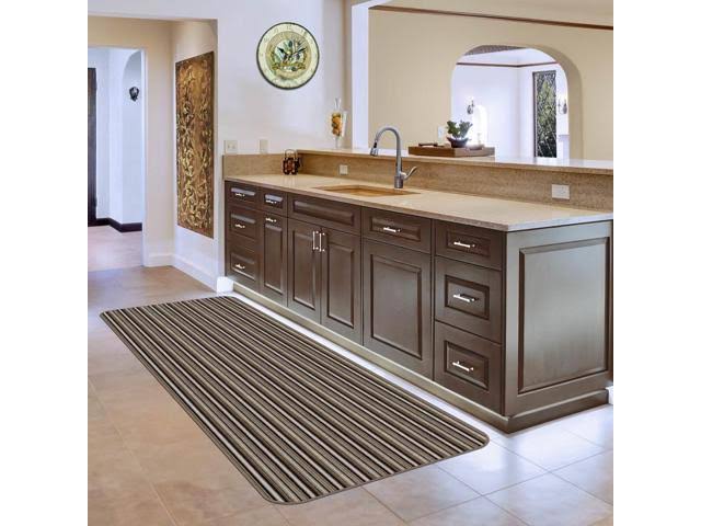 Mocha Brown Stripe Skid-Resistant Carpet Runner 10 ft. x 27 in. H436637