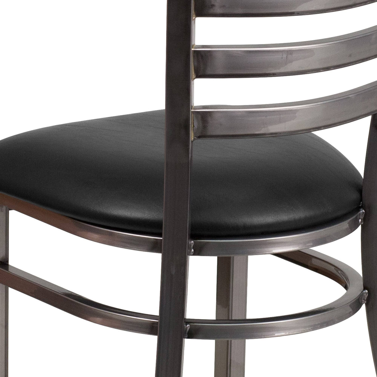 Black Vinyl Seat Metal Restaurant Chair S398783